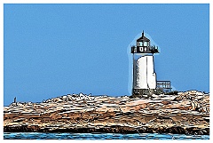 Straightsmouth Lighthouse on Rocky Island -Digital Painting